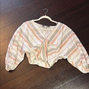 Zara Multicolor Striped Blouse with Tie Front